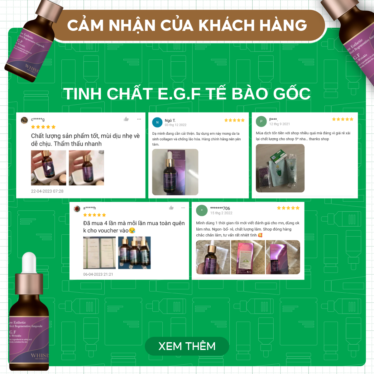 Serum Tinh Chất E.G.F Tế Bào Gốc WHISIS Pure Esthetic Perfect Regenerative Ampoule Tái Tạo Phục Hồi Da 30ml