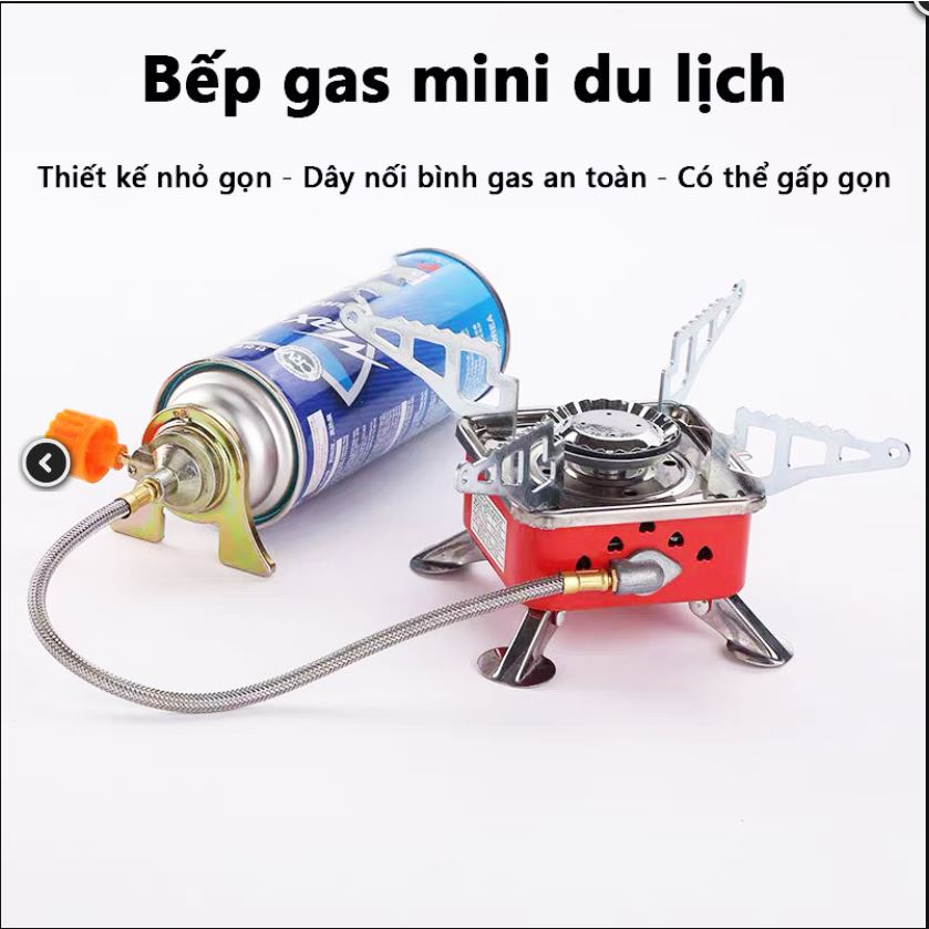 Bếp Gas Mini Du Lịch Bếp Gas Du Lịch Gấp Gọn Phù Hợp Dã Ngoại Đi Phượt Có Dây Tiện Lợi, An Toàn