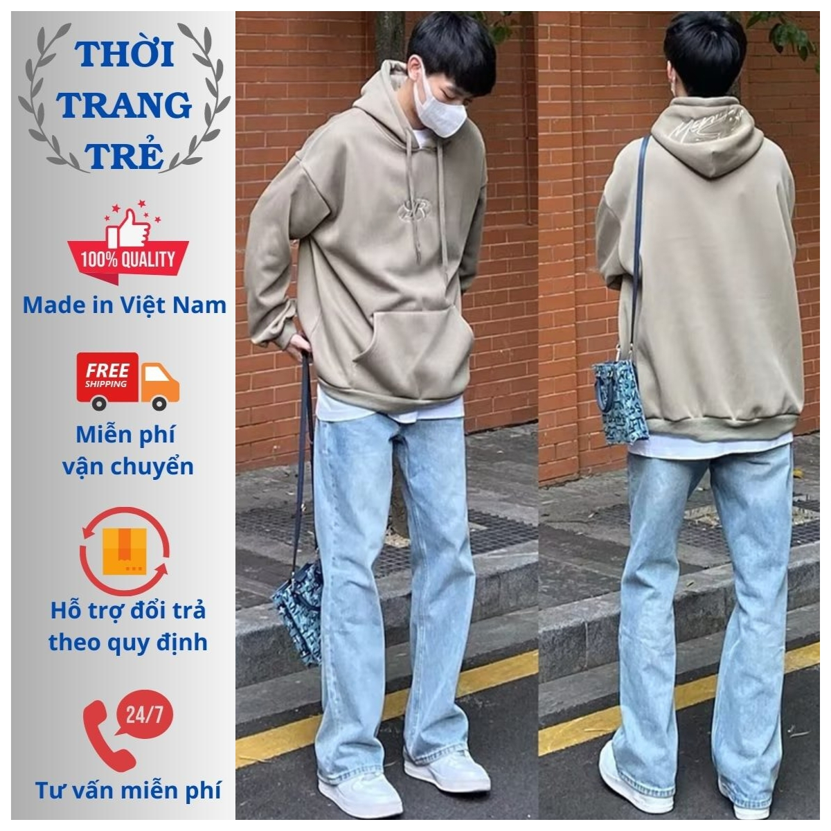 Quần jean nam ống loe màu xanh cá tính mẫu mới nhất - Quần bò nam trơn, rách gối hàng vnxk cực chất HOT TREND