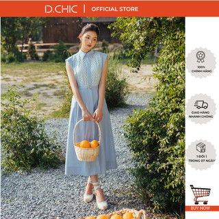 Váy cổ sơ mi vai chờm phối ren D.CHIC MS: 2813283