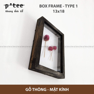 Khung Ảnh Gỗ Box 13x18 Stain Nâu - Khung Hình Gỗ Thông Mặt Kính Trang Trí Treo Tường Để Bàn - Wood Frame by P'Tee