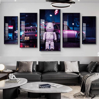  Set 5 Tranh Bearbrick Tráng Gương Cao Cấp Treo Tường Phòng Khách Phòng Ngủ Decor Trang Trí 