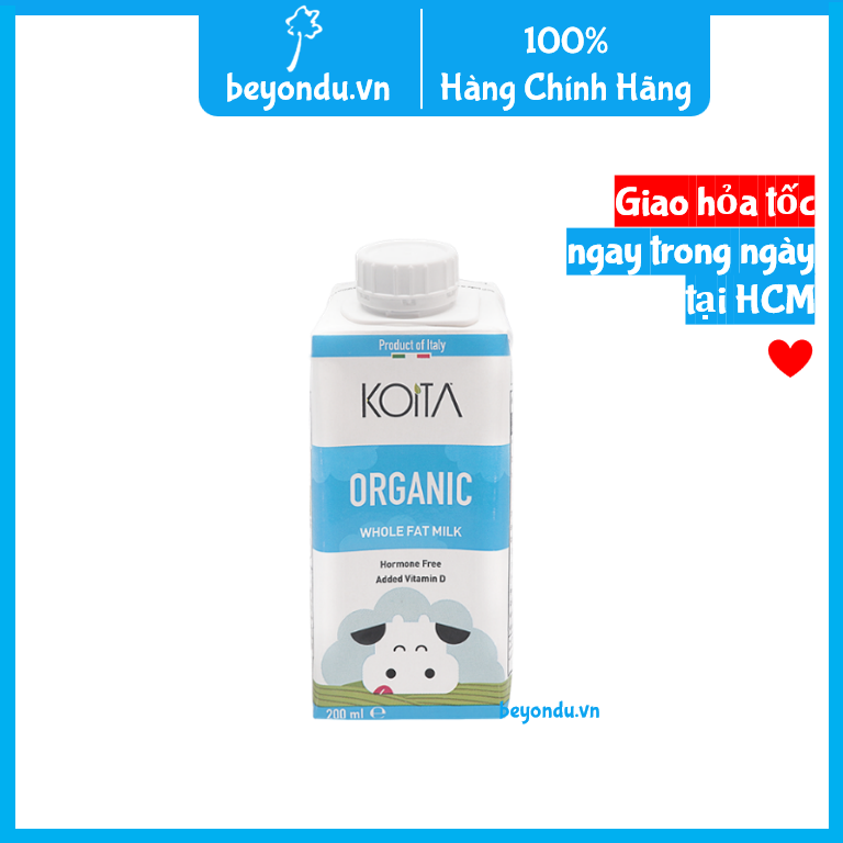 Sữa nguyên kem hữu cơ Koita 200ml - Organic Whole Fat Milk 200ml (cập nhật date mới nhất)