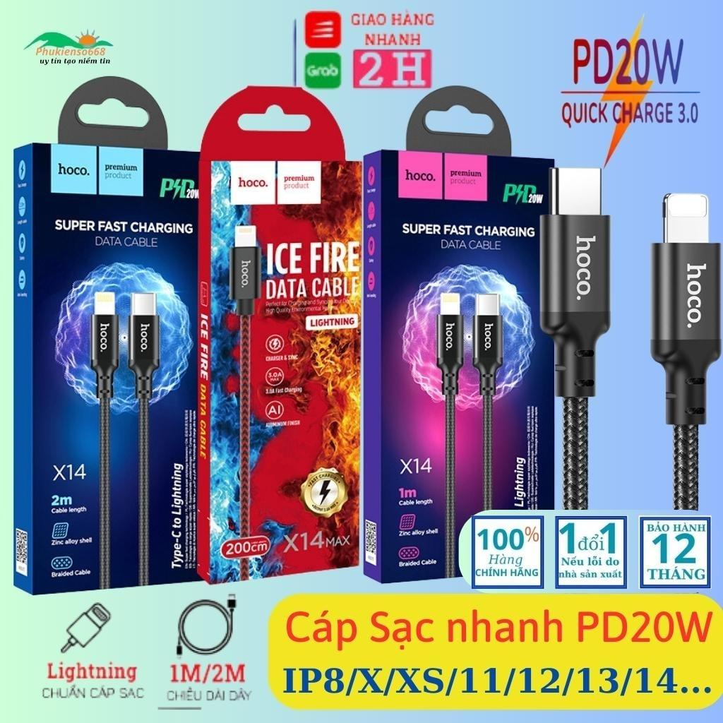 Cáp Sạc Nhanh PD/20W,Dây Sạc Nhanh Hoco X14 Nhập khẩu.Dùng Cho IP14/13/12/11/Pro/ProMax, IP8/8P/X/XsMax…