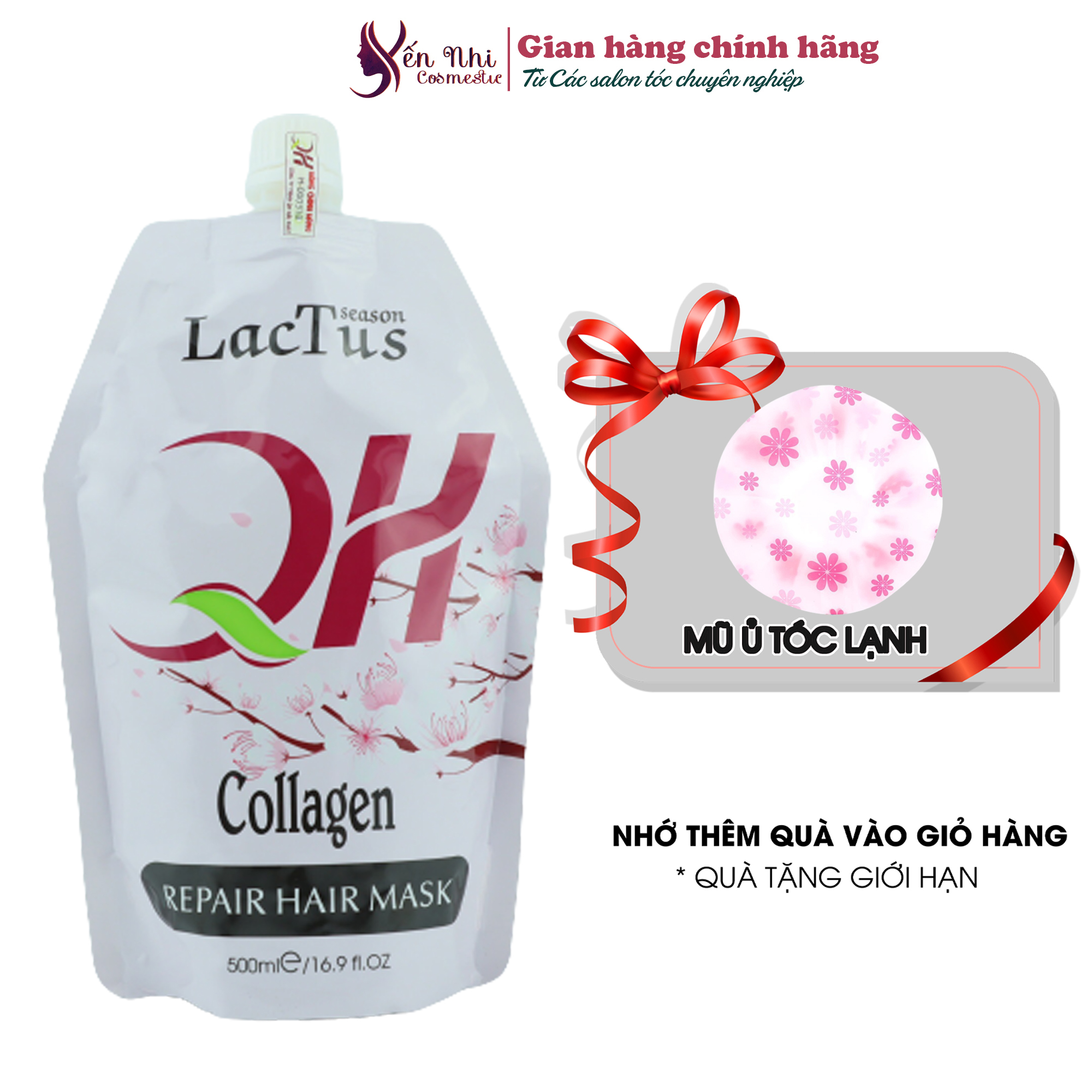 Kem ủ tóc Lactus season giảm gãy rụng phục hồi hư tổn chống xơ rối và tăng cường độ ẩm hấp tóc qh lactus season 500ml