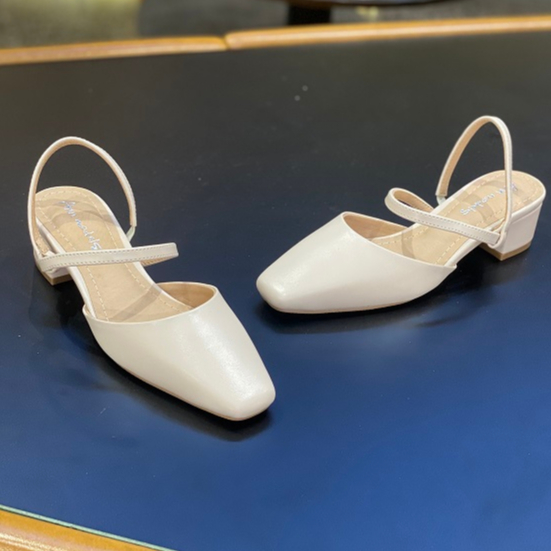 Giày sandal nữ cao gót Anna slingback vintage quai hậu mũi vuông bít mũi gót vuông 3 phân Hàn Quốc _SDPXEL