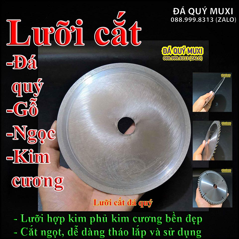 Lưỡi kim cương cắt Đá quý, Gỗ, Ngọc, Sừng  - hợp kim cao cấp loại 150mm lỗ trong 20mm