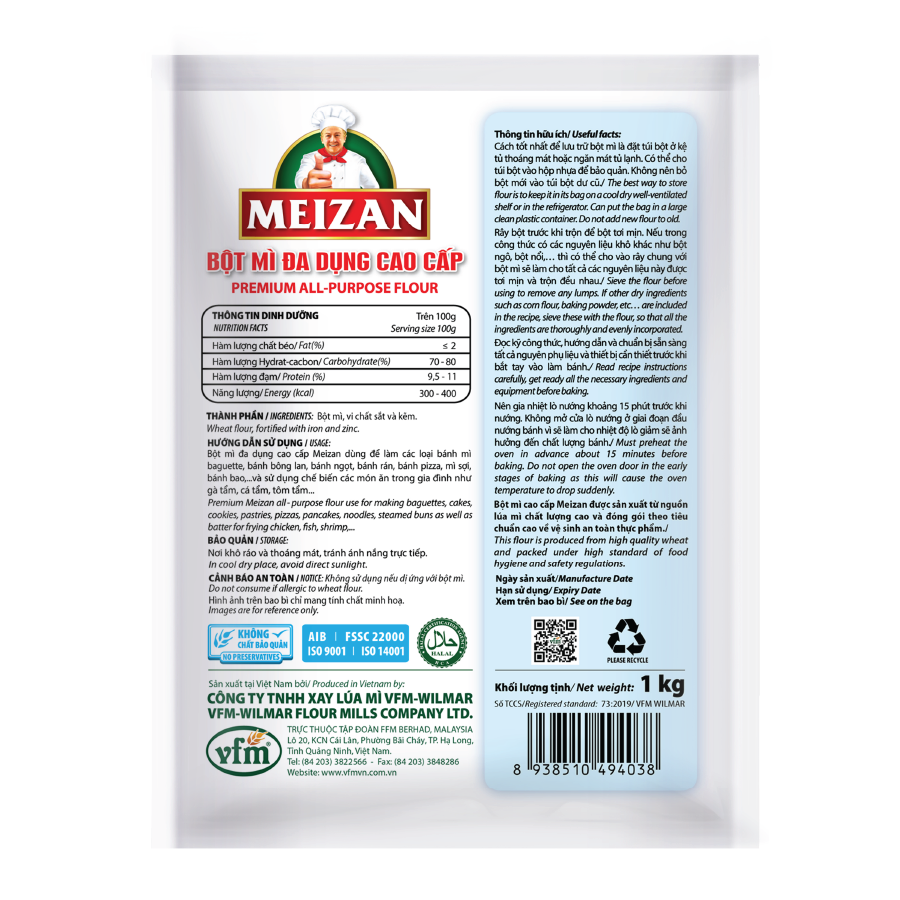 Bột mì đa dụng cao cấp Meizan 1kg/gói