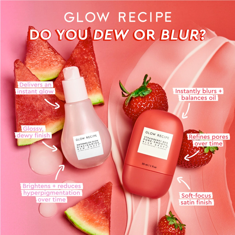 GLOW RECIPE 🌿 Tinh chất dưỡng da Strawberry BHA Pore-Smooth Blur Drops