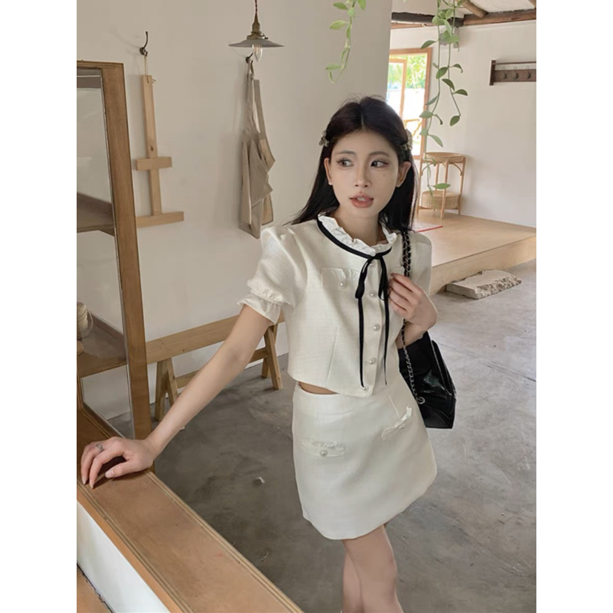 Set Áo Váy Viền Tiểu Thư kèm ảnh thật Bani