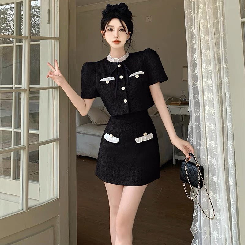 Set Áo Váy Viền Tiểu Thư kèm ảnh thật Bani