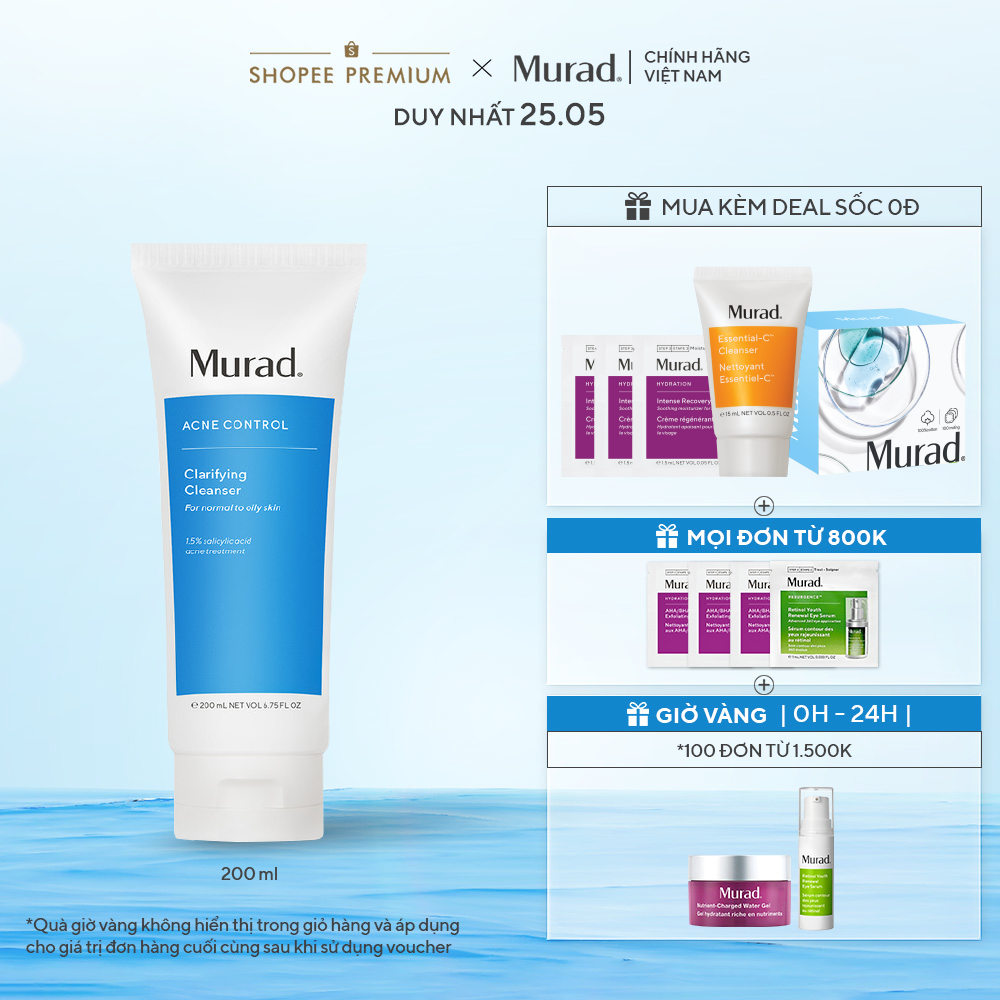 Sữa rửa mặt sạch da ngừa mụn MURAD Clarifying Cleanser 200ml