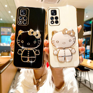 Ốp lưng Xiaomi Redmi Note 12S 11 11S Redmi note 10 10S Redmi Note 12 Pro dẻo viền mạ vàng giá đỡ Kitty