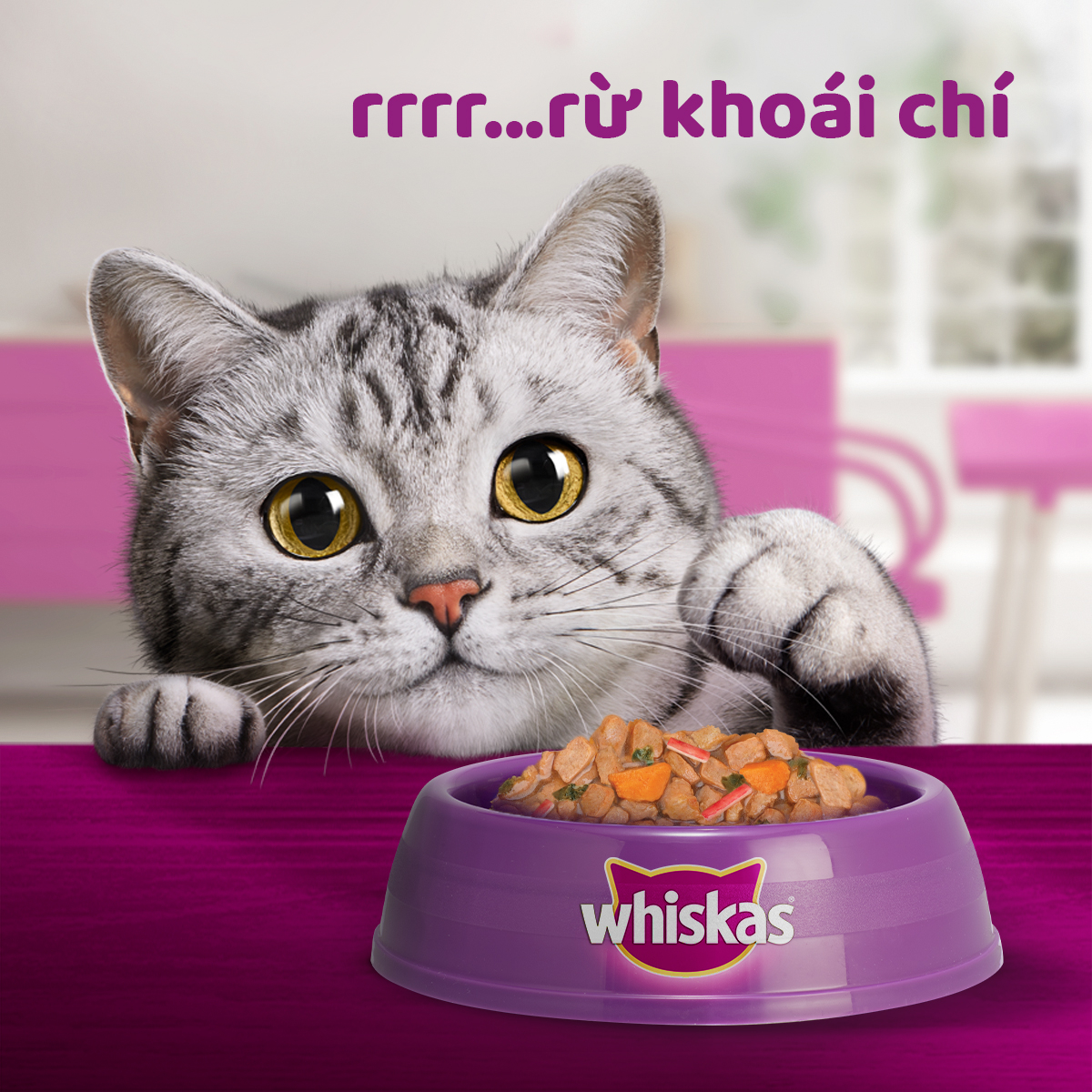 [Quà tặng không bán] WHISKAS® Tasty Mix Thức ăn cho mèo lớn vị hải sản & rong biển Wakame dạng sốt 70g