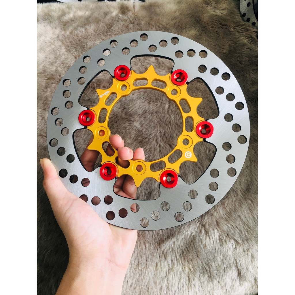 Đĩa rembo 5 lỗ bắt ốc gắn cho vario150 size đĩa 220mm lòng Vàng khoen Đỏ