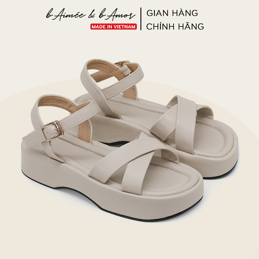 Giày sandal nữ quai chéo Museum Buckled đế bằng dép bánh mì thời trang bAimée & bAmor - MS3048