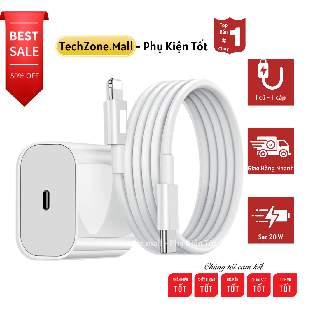 Bộ Sạc Nhanh PD 20W Củ Cáp Sạc Nhanh 20W Cam Kết Tốc Độ Sạc Bảo hành lỗi 1 đổi 1( đổi mới 100%)