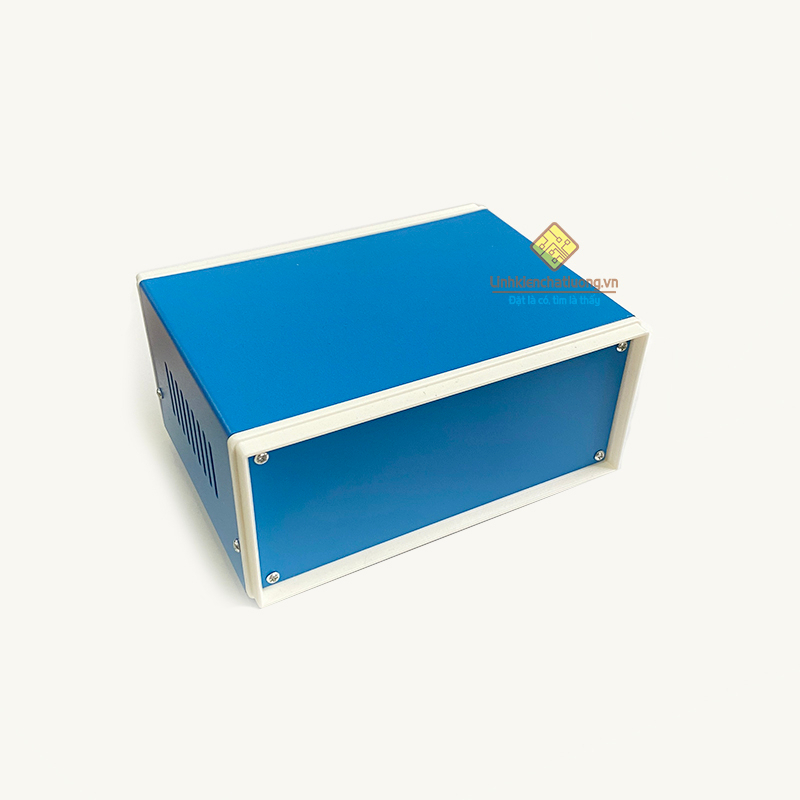 Hộp nhựa nắp sắt 170x130x80mm màu xanh