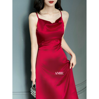 VÁY LỤA CỔ ĐỔ NGẮN D05