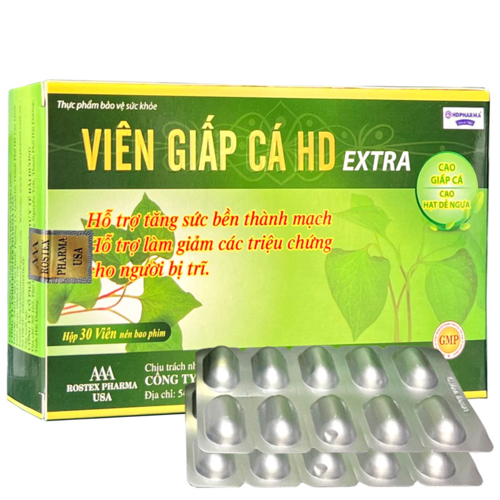 Viên Giấp Cá HDPHARMA thảo dược cao diếp cá giảm táo bón, tiêu trĩ, nhuận tràng - 30 viên