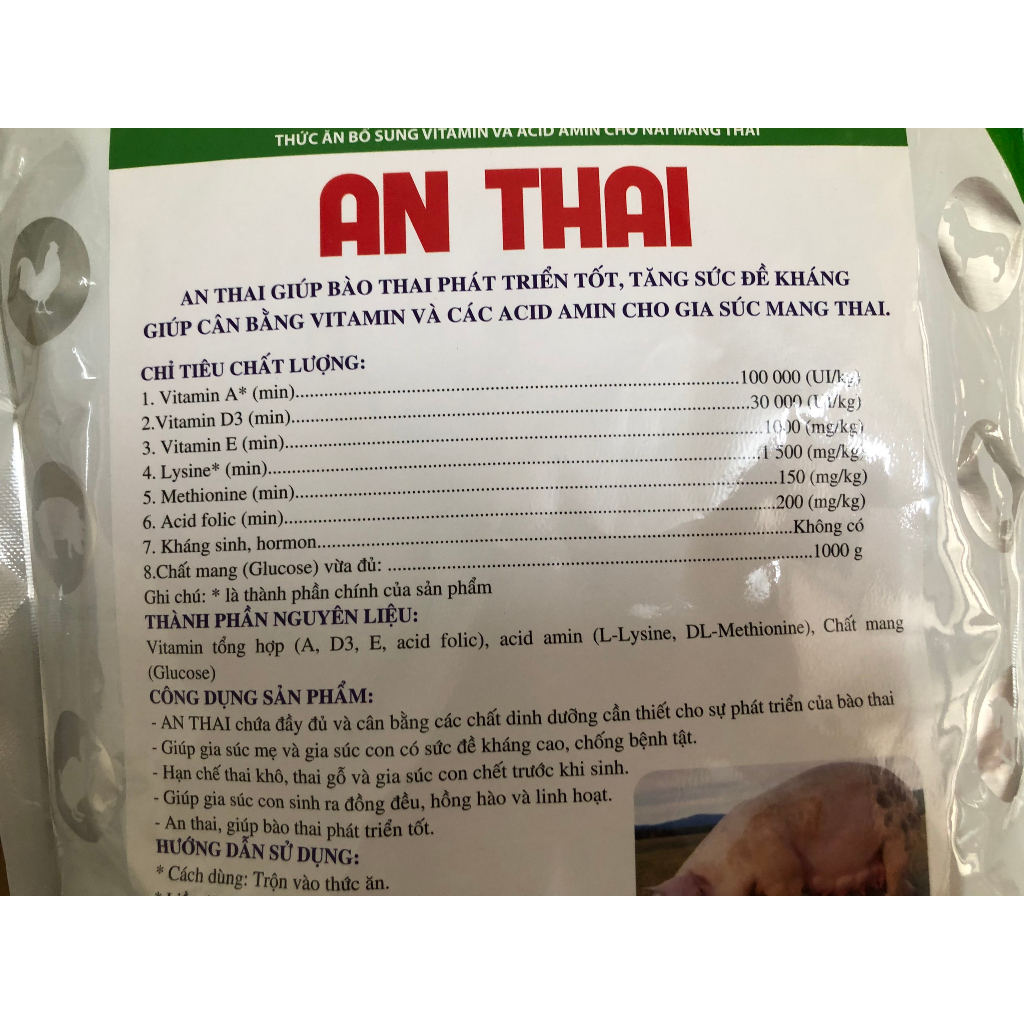 An Thai cho gia súc: heo, trâu, bò, dê, cừu, chó, mèo 1kg
