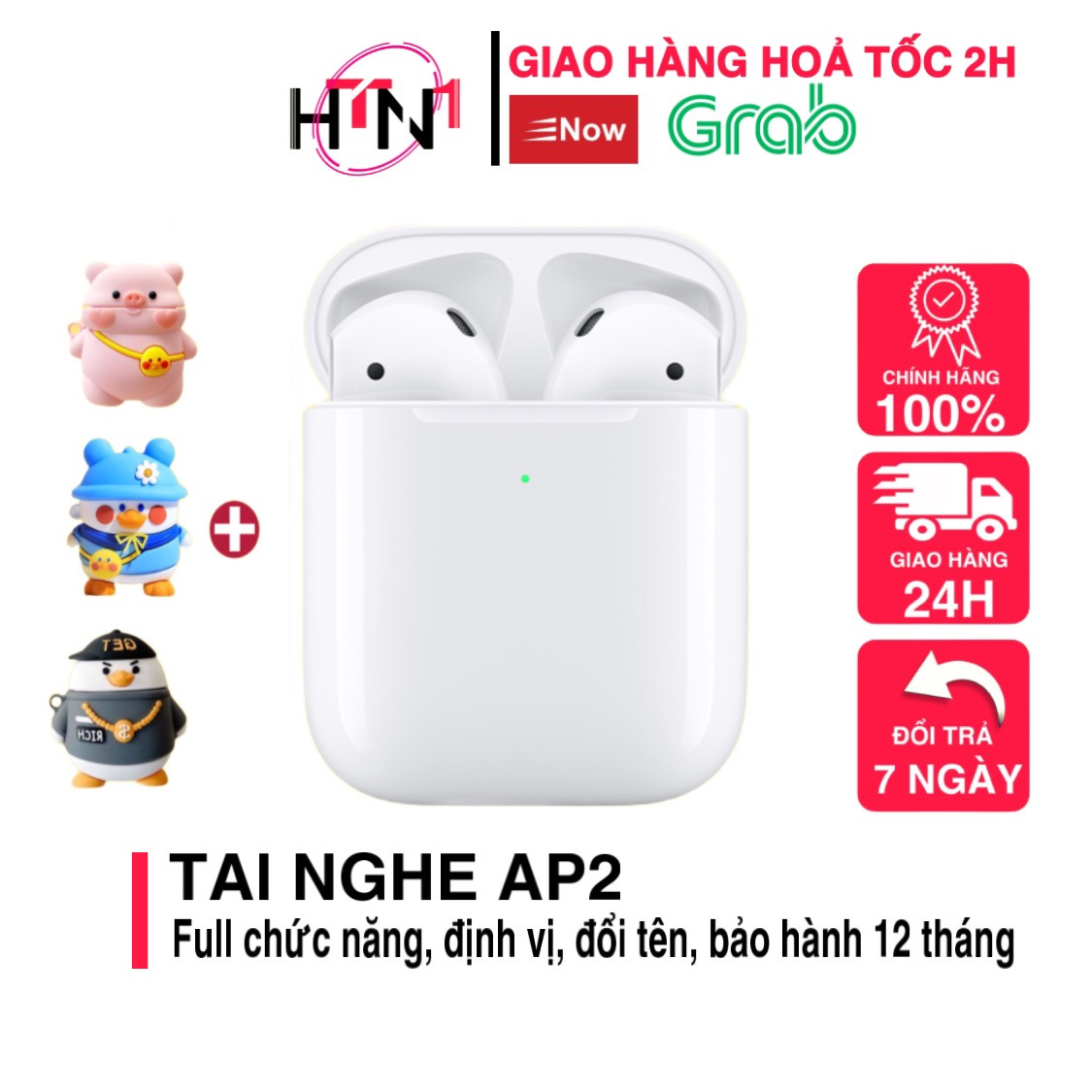 Tai nghe Bluetooth AlP2 Không Dây Pin Trâu 4-6h, Định Vị, Đổi Tên, Chính hãng HTN