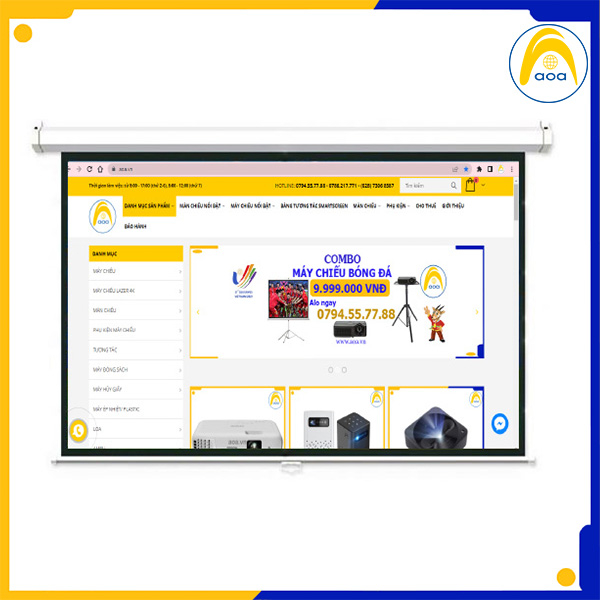 Màn chiếu treo tường Apollo chính hãng kích thước 85 inch tới 170 inch