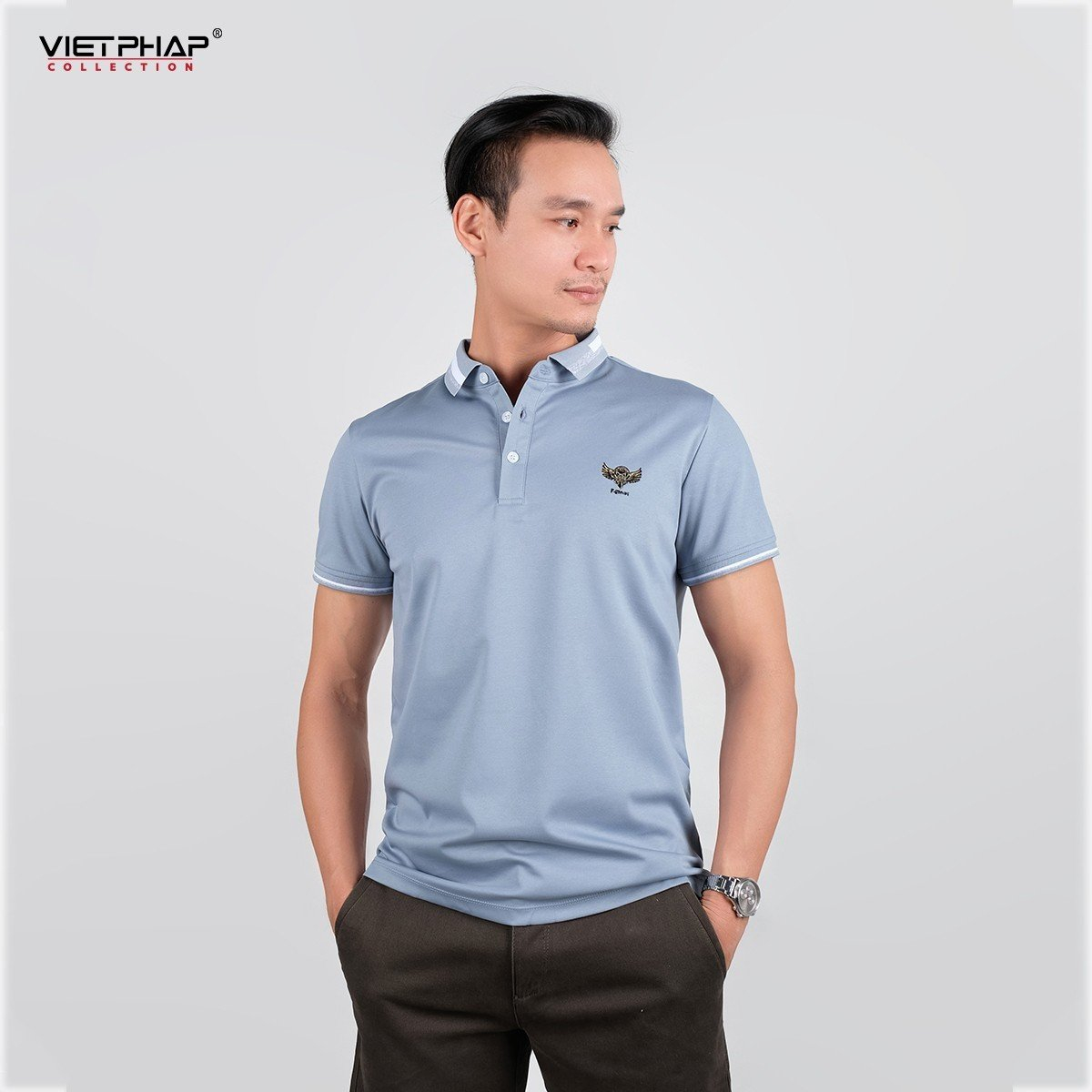 Áo Polo nam cao cấp VIỆT PHÁP / Form Basic - Chất liệu cotton co dãn thấm hút mồ hồi tốt 68802