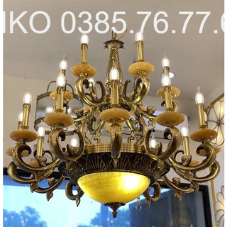 Bộ đèn chùm đồng chao đá 18 tay dc 9231 -18+ bộ bóng led 800.000đ