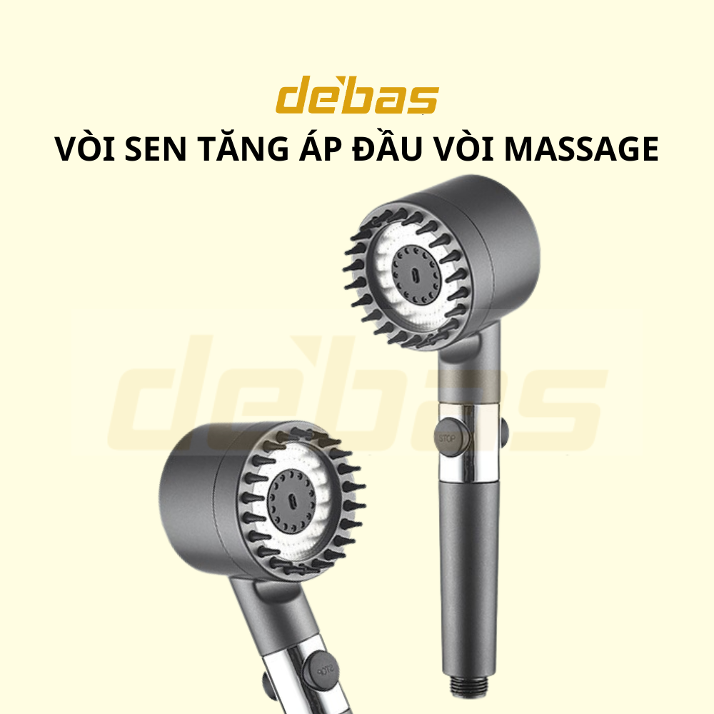 Bát sen tăng áp 3 chế độ áp suất cao tiết kiệm nước đầu vòi tắm massage 4 trong 1 lõi cotton lọc nước Debas TS60