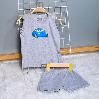 Bộ ba lỗ bé trai, đồ mặc nhà trẻ em, màu chất liệu cotton thoáng mát mặc hè, Shop BUBY0