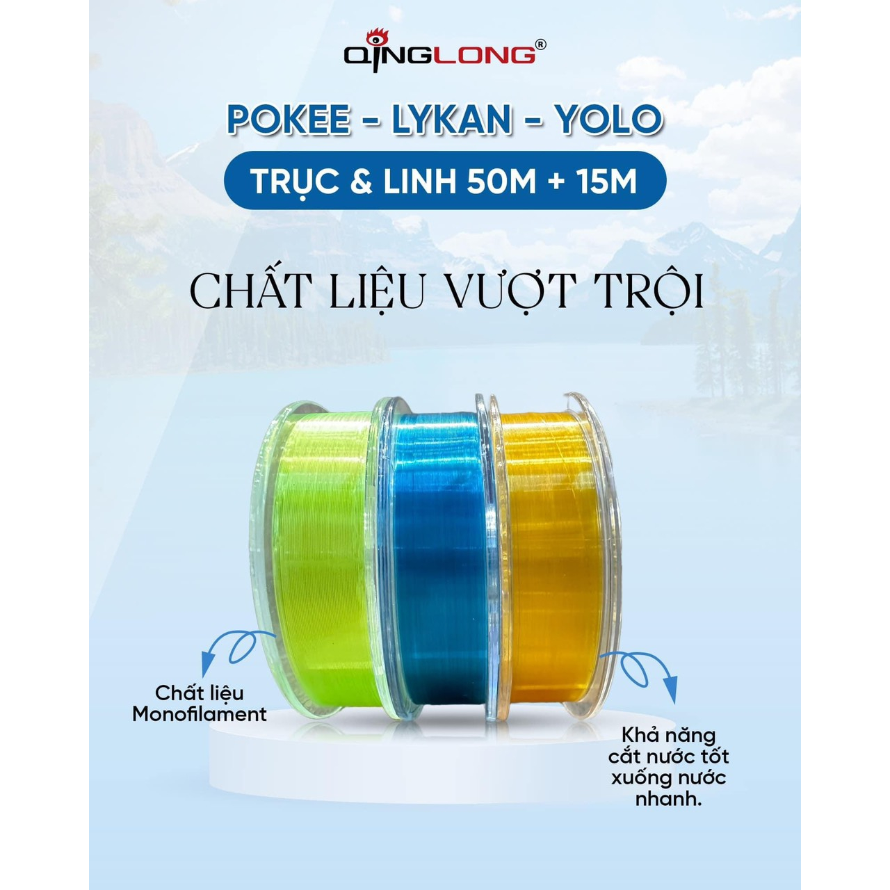 Cước câu cá, dây câu, dây trục , dây linh QingLong LyKan  65m