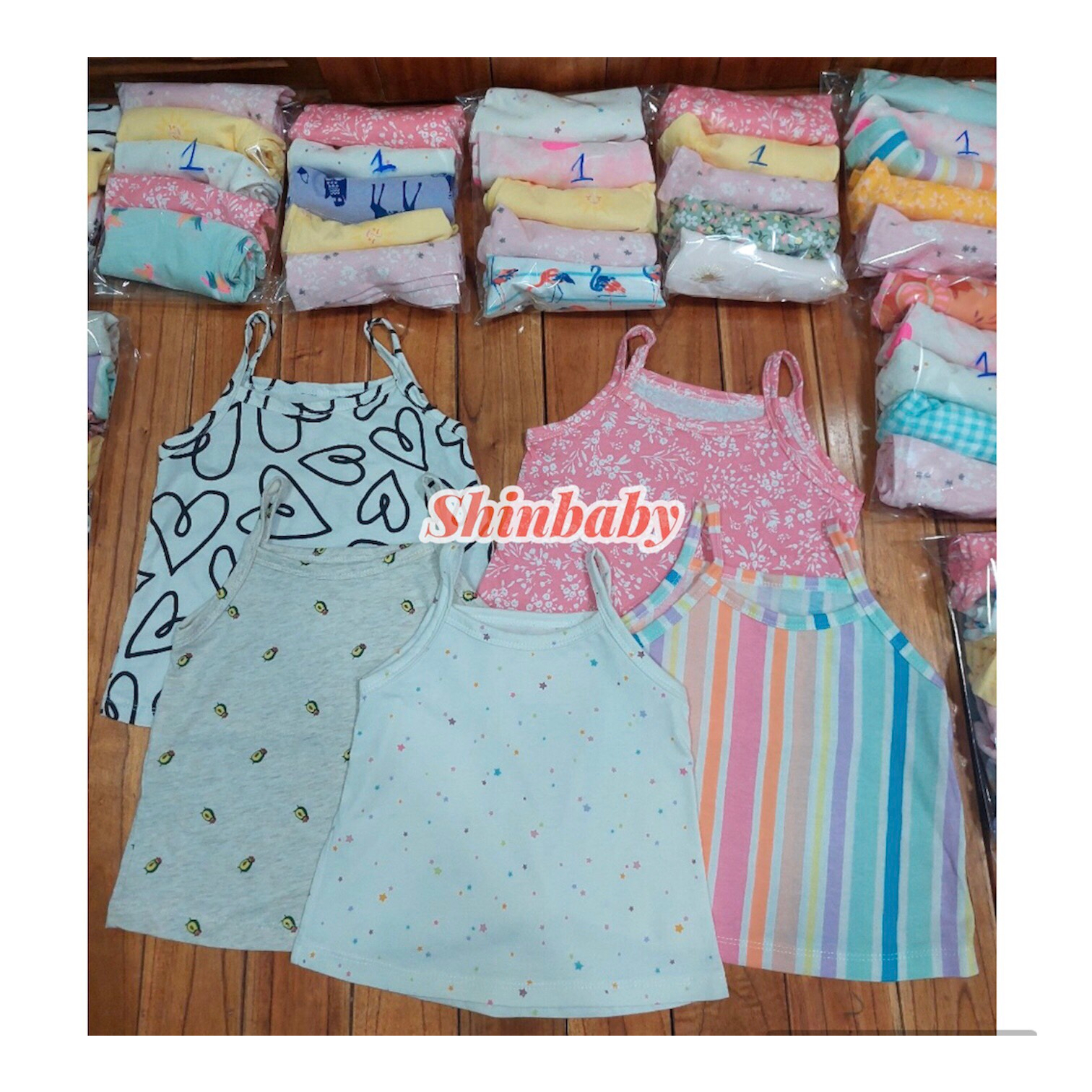 Áo hai dây thun cotton nhiều họa tiết dễ thương vải mềm mát cho bé gái