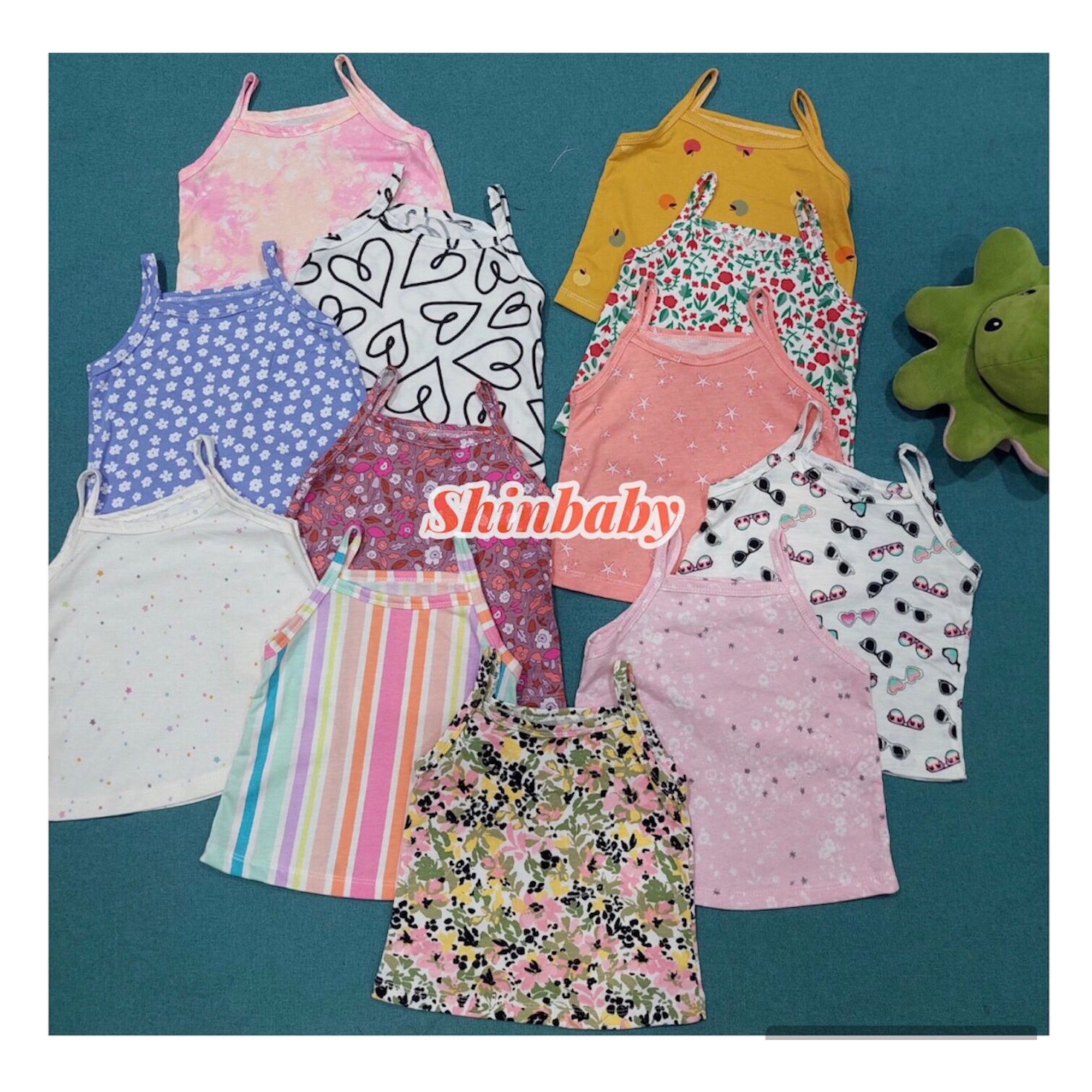 Áo hai dây thun cotton nhiều họa tiết dễ thương vải mềm mát cho bé gái