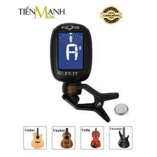 Máy lên dây fzone clip tuner ft77 cho đàn guitar, ukulele, violin tuner chỉnh âm bass, chromatic ft-77
