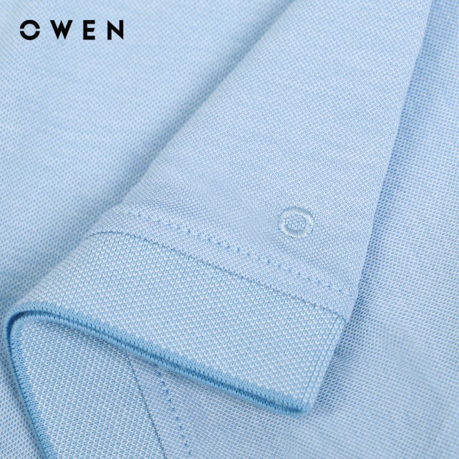 OWEN - Áo polo ngắn tay Bodyfit Xanh chất liệu vải Cotton-Polyester-Spandex - APT231404