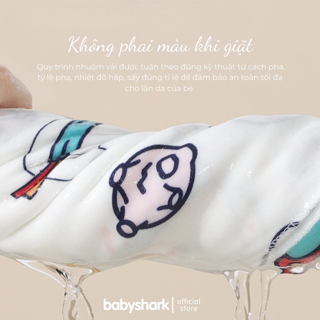 Khăn ủ cho bé sơ sinh Babyshark 100% cotton nguyên chất, khăn quấn cho bé sơ sinh mềm mịn và thoáng khí tốt