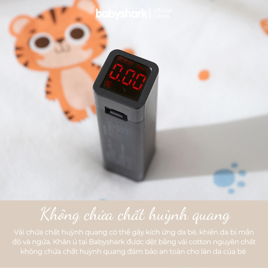 Khăn ủ cho bé sơ sinh Babyshark 100% cotton nguyên chất, khăn quấn cho bé sơ sinh mềm mịn và thoáng khí tốt