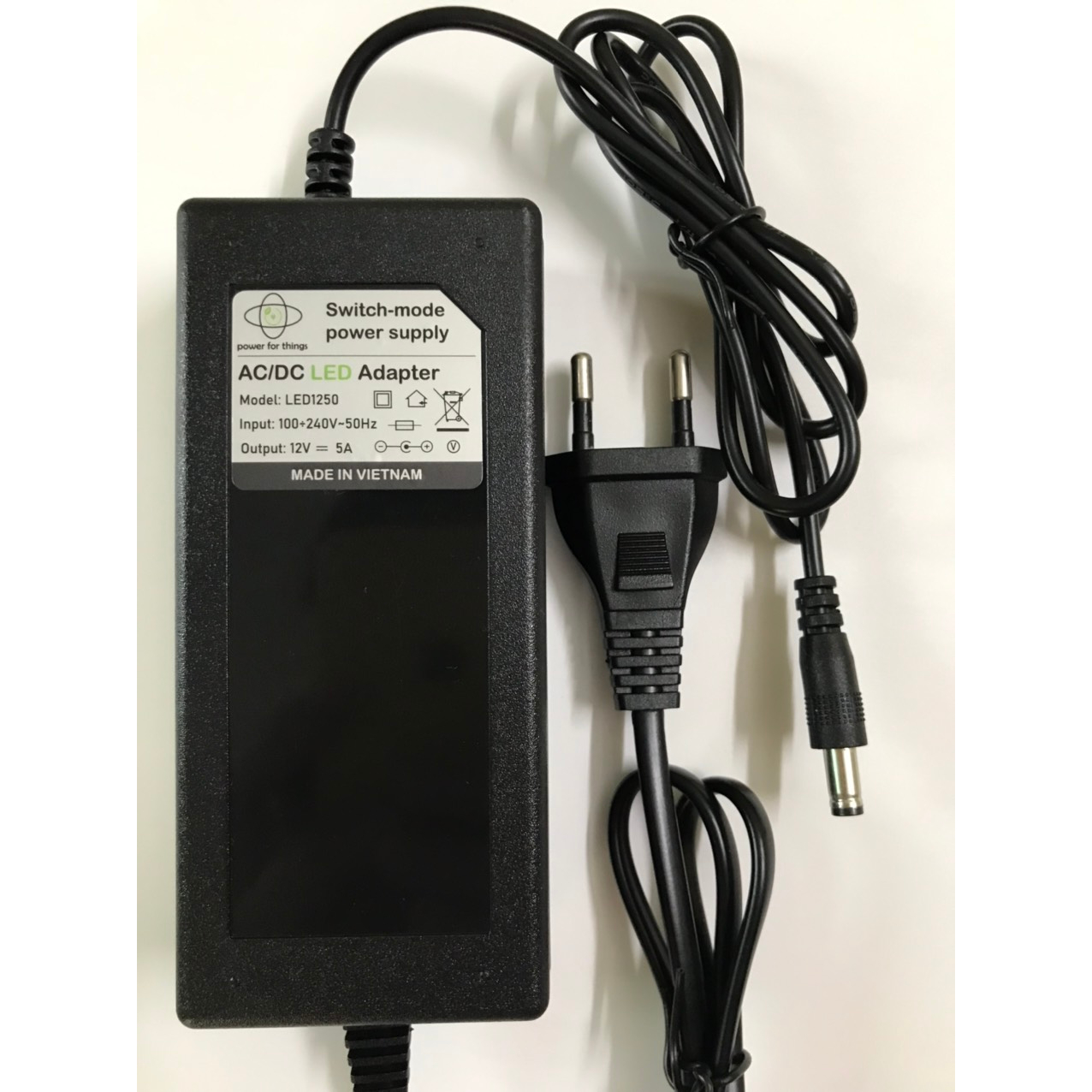 Nguồn 12V 5A, Adapter 12V 5A cho Led, camera