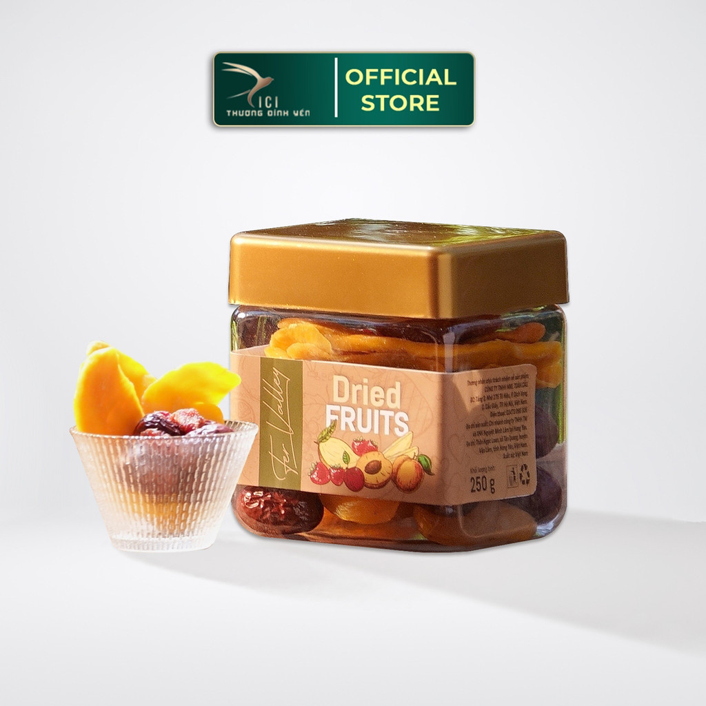 Trái cây sấy dẻo không đường 250g CiCi Thượng Đỉnh Yến MIX 4 loại trái cây Mơ, Xoài, Dâu Tây và Táo Đỏ nhập khẩu vị ngọt