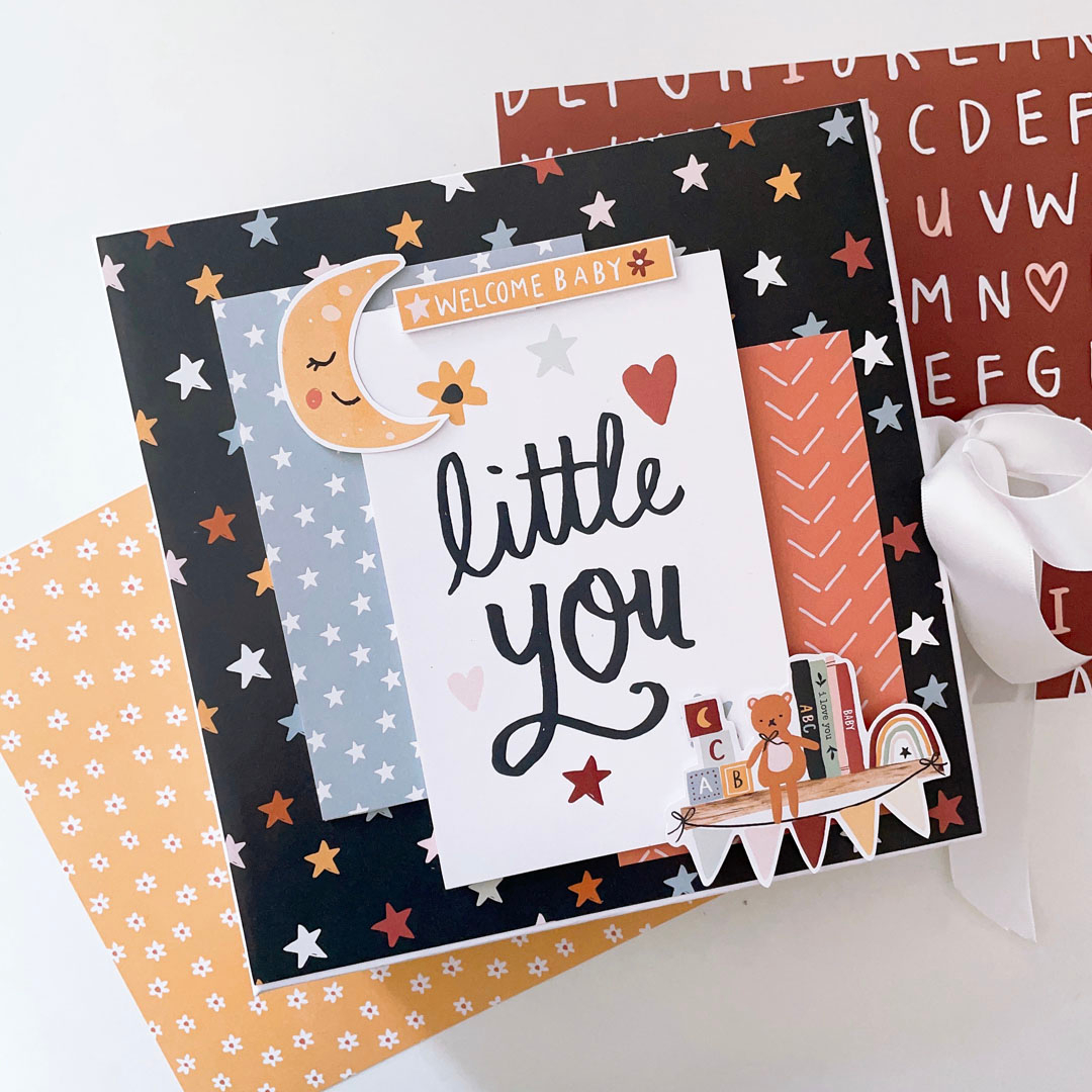 Album ảnh 12 tháng bé trai trang trí sẵn dạng handmade, scrapbook