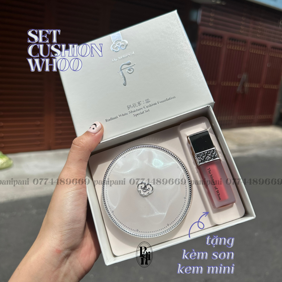 Cushion Dưỡng Trắng Trang Điểm Whoo Radiant White Moisture Cushion Foundation SPF50+/PA+++