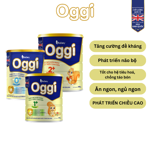 Sữa bột Oggi 2+ 900g giúp bé khỏe mạnh, phát triển toàn diện - VitaDairy