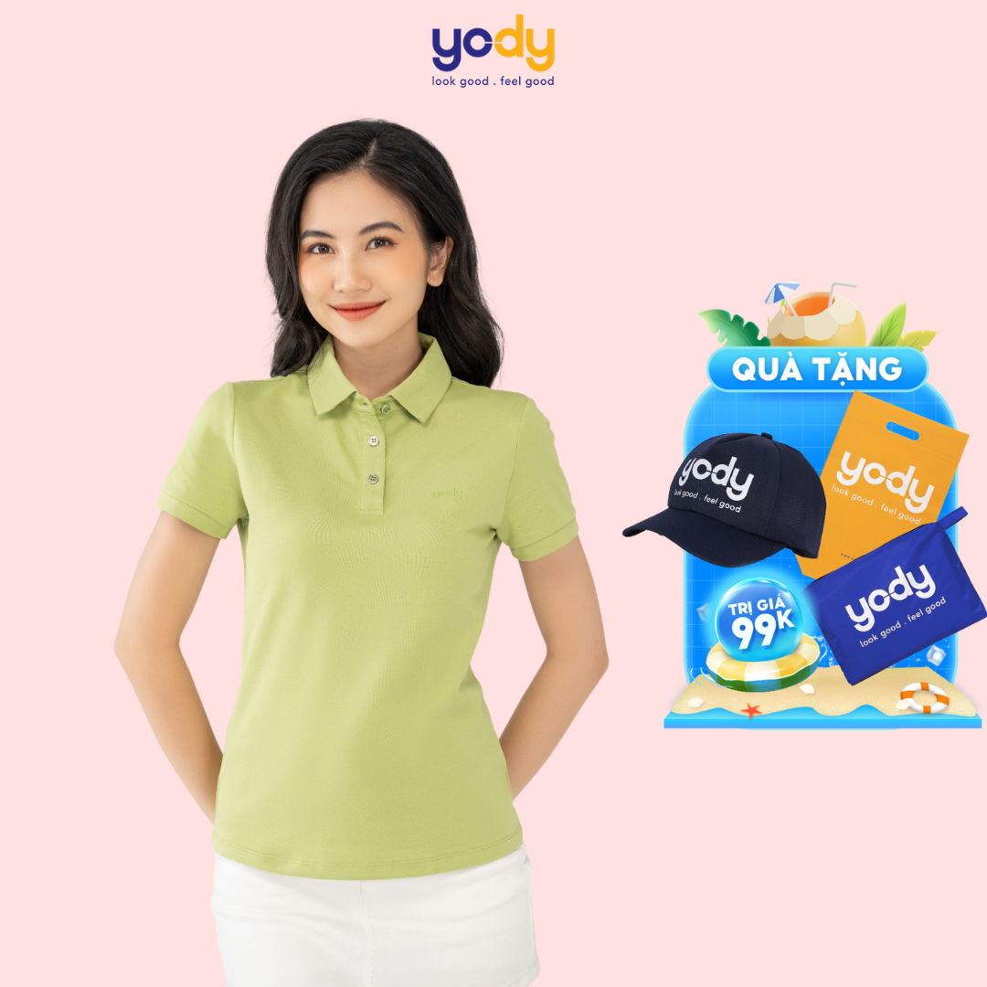 Áo polo nữ YODY vải mắt chim cổ bẻ siêu mát nhiều màu thấm hút mồ hôi APN5434
