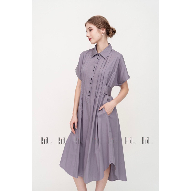 Ria de Leidi - Đầm sơ mi phối belt cài nút hiện đại, thanh lịch | EASY SHIRT DRESS