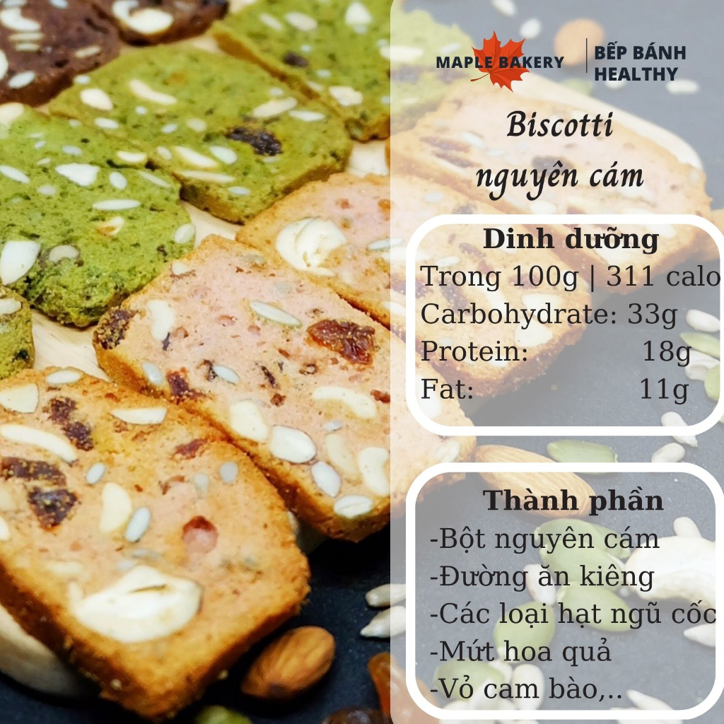 Bánh Biscotti healthy nguyên cám - Mix 3 vị