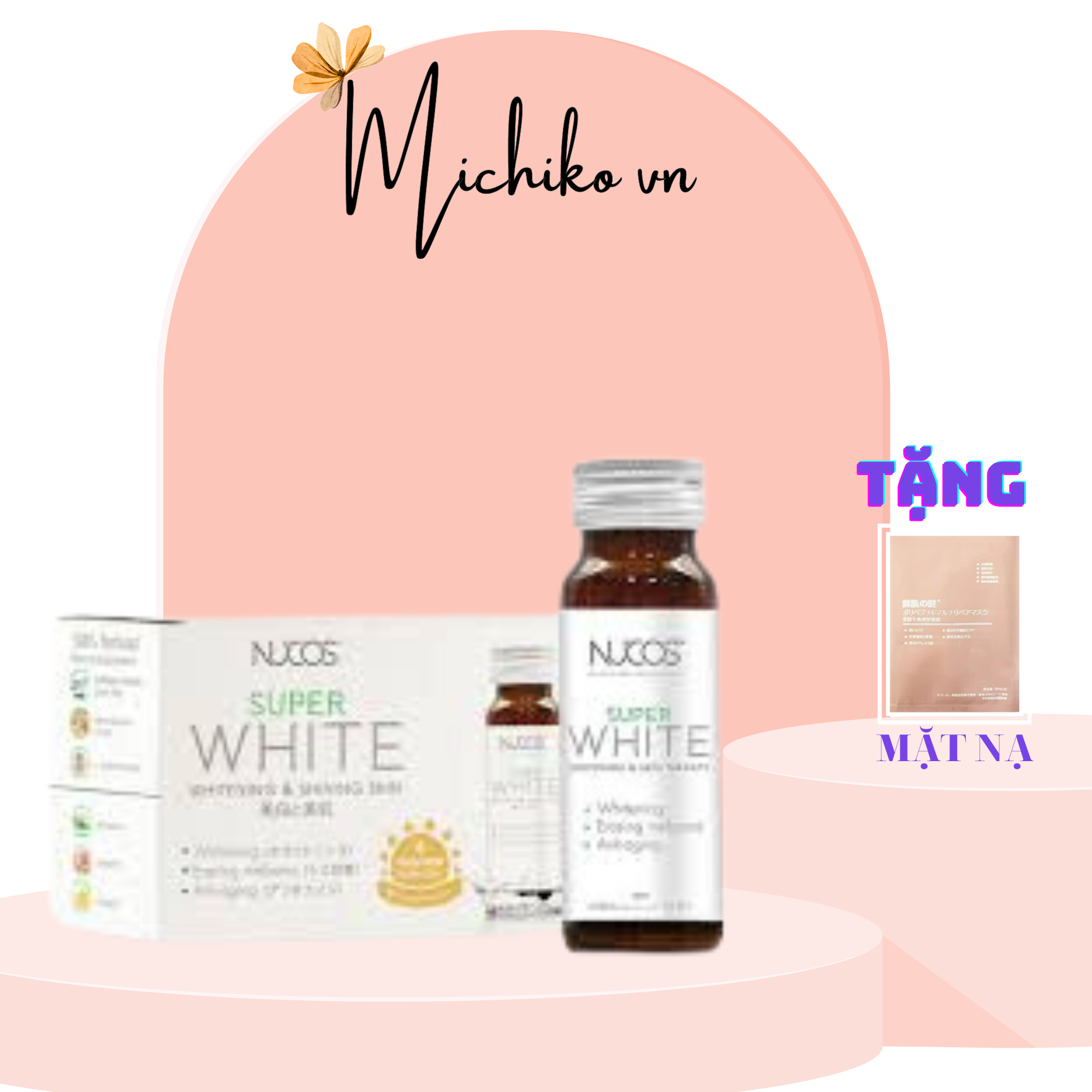 Collagen uống trắng da mờ thâm nám Nucos Super White 50ml x 10 chai
