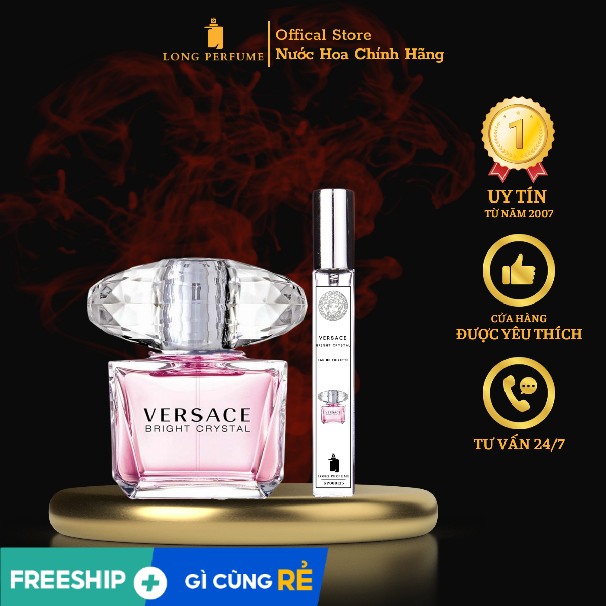 Nước Hoa Nữ 𝐕𝐞𝐫𝐬𝐚𝐜𝐞 𝐁𝐫𝐢𝐠𝐡𝐭 𝐂𝐫𝐲𝐬𝐭𝐚𝐥 𝐄𝐃𝐓 - Dung tích ᴛᴇsᴛᴇʀ 2.5ᴍʟ/10ᴍʟ丨Long Perfume.