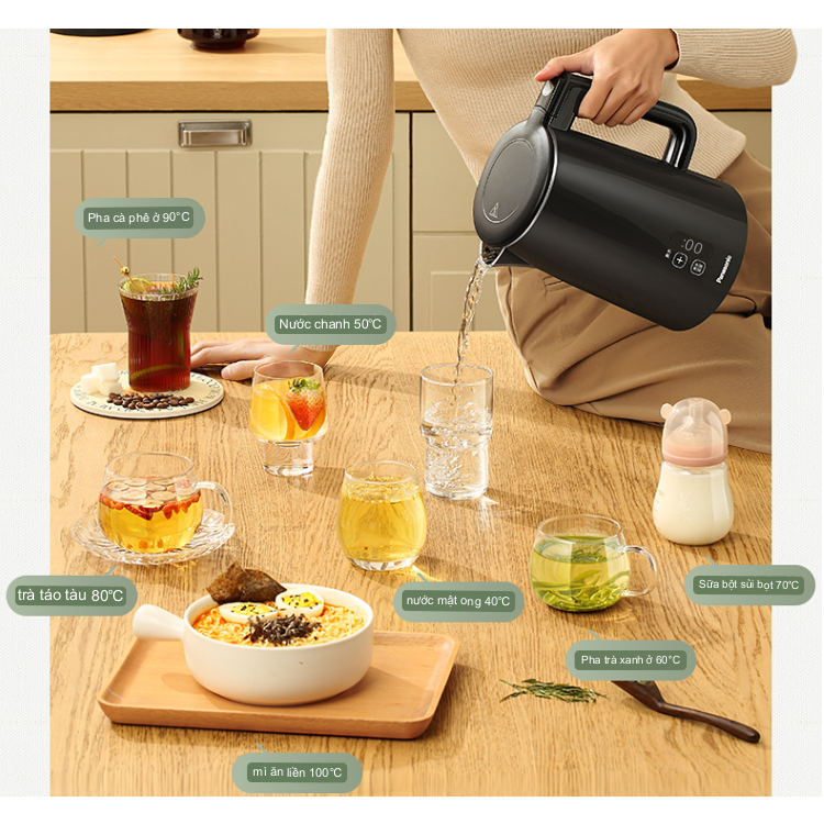 ẤM SIÊU TỐC PANASONIC CHỈNH NHIỆT 40-100℃ ,BẢO HÀNH 12 THÁNG