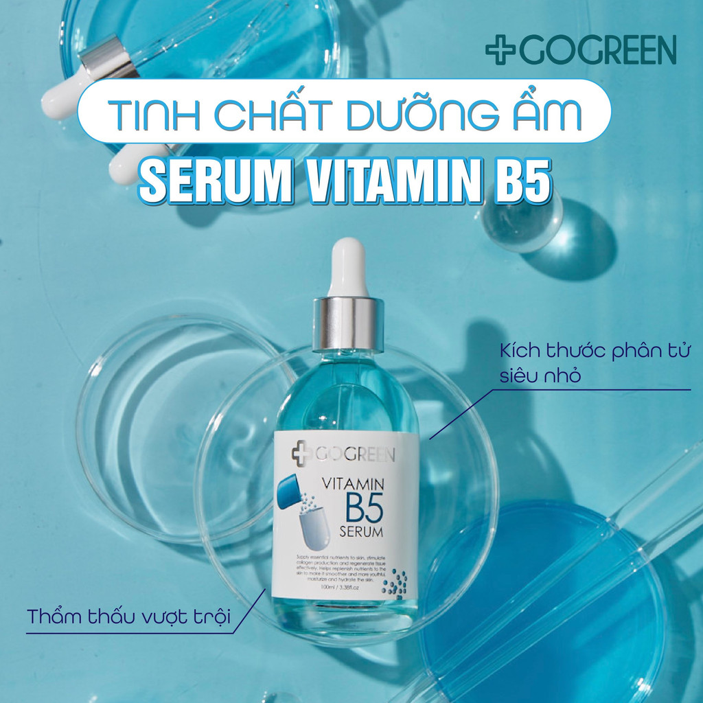 Serum GoGreen Vitamin B5 dưỡng ẩm, phục hồi da, làm dày và khỏe da